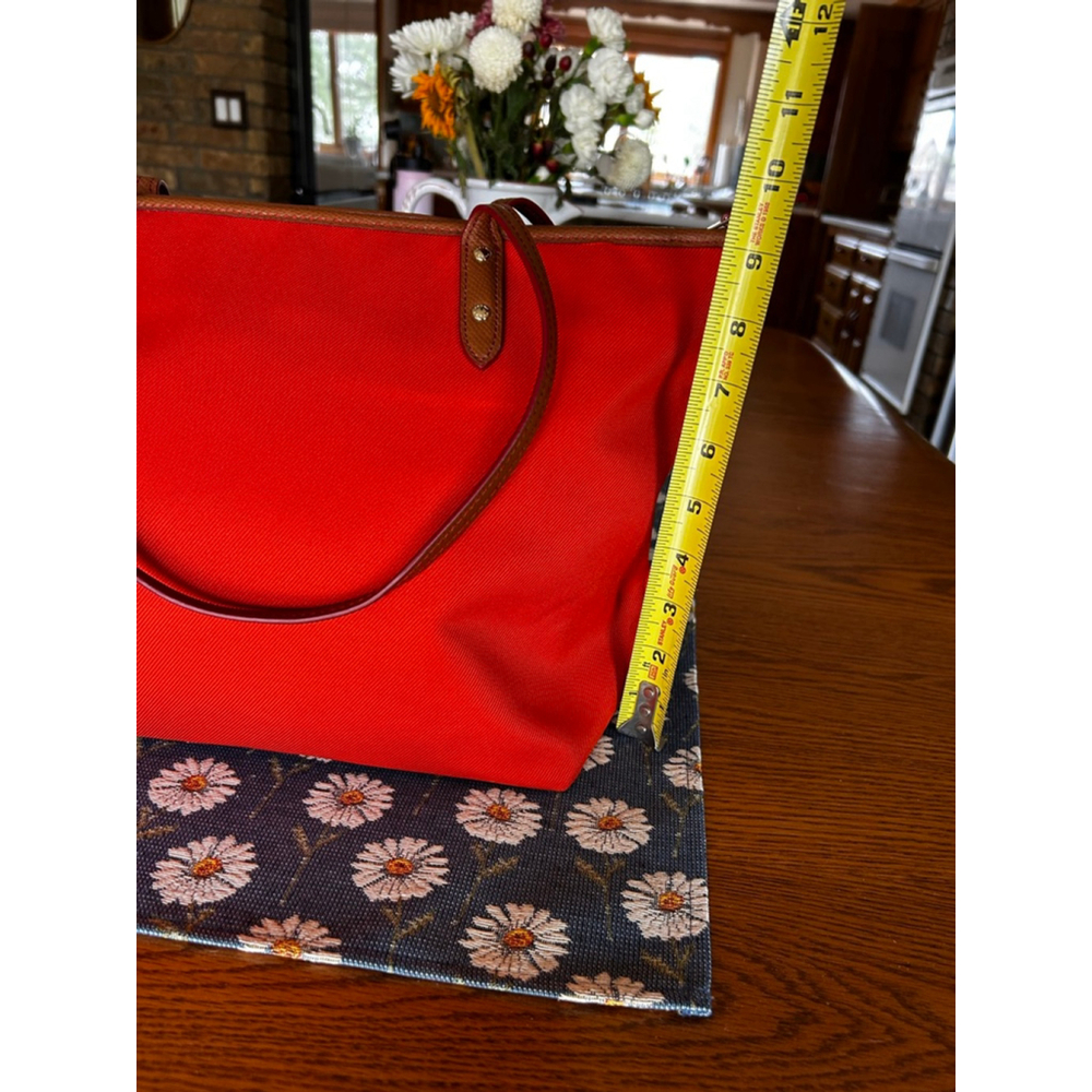 Coach Sawyer Orange Nylon Tote Leather Trim Shoulder Bag Large - Picture 7 of 11